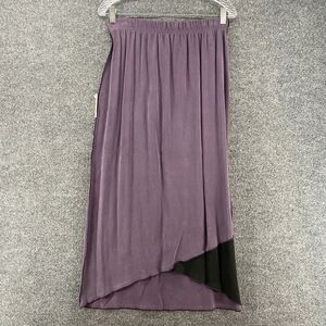XIAO Skirt Womens S Purple Patchwork Pull On Hi Low Long Stretch Artsy Lagenlook